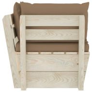 Градински палетен ъглов диван с възглавници, импрегниран смърч