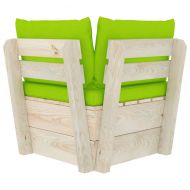 Градински палетен ъглов диван с възглавници, импрегниран смърч