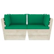 Градински 2-местен палетен диван възглавници импрегниран смърч