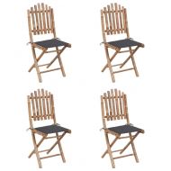 Градински трапезен комплект сгъваем възглавници 5 части бамбук