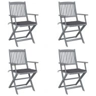 Сгъваеми градински столове, 4 бр, с възглавници, акация масив