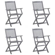 Сгъваеми градински столове, 4 бр, с възглавници, акация масив