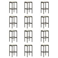 Градински бар комплект с възглавници 16 части полиратан кафяв