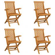 Сгъваеми градински столове, 4 бр, тиково дърво масив
