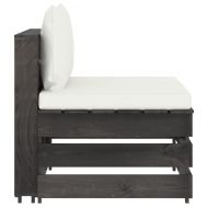 Секционен среден диван с възглавници, сиво импрегнирано дърво