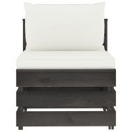 Секционен среден диван с възглавници, сиво импрегнирано дърво