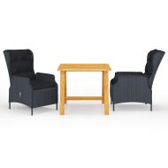 Градински трапезен комплект, 3 части, тъмносив