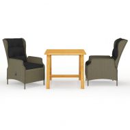 Градински трапезен комплект, 3 части, кафяв