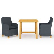 Градински трапезен комплект, 3 части, тъмносив