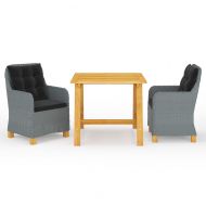 Градински трапезен комплект, 3 части, светлосив