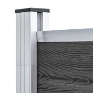 Ограден панел, WPC, 1484x(105-186) см, черен