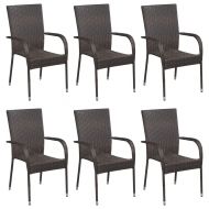 Градински трапезен комплект, 7 части, полиратан, кафяв