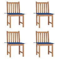 Градински столове 4 бр с възглавници тиково дърво масив