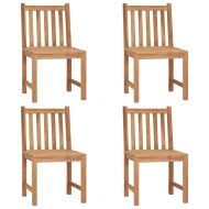 Градински столове 4 бр с възглавници тиково дърво масив