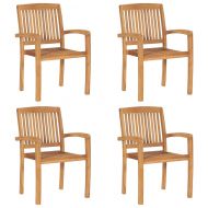 Стифиращи градински столове 4 бр тик масив