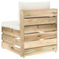 Секционен среден диван с възглавници, зелено импрегнирано дърво