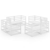 Градински лаундж комплект, 8 части, бял, борово дърво масив