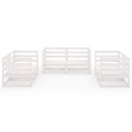 Градински лаундж комплект, 6 части, бял, бор масив