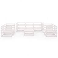 Градински лаундж комплект, 8 части, бял, бор масив