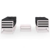 Градински лаундж комплект, 6 части, с възглавници, бор масив