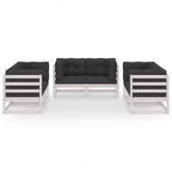 Градински лаундж комплект, 6 части, с възглавници, бор масив