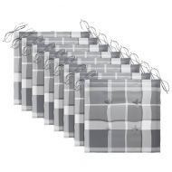 Градински столове с възглавници, 8 бр, акация масив, сиви