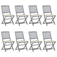 Сгъваеми градински столове, 8 бр, с възглавници, акация масив