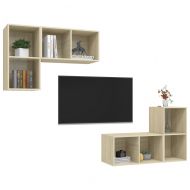 ТВ шкафове за стенен монтаж, 4 бр, дъб сонома, инженерно дърво