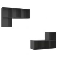 ТВ шкафове за стенен монтаж, 4 бр, сив гланц, инженерно дърво