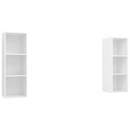 ТВ шкафове за стенен монтаж, 2 бр, бели, инженерно дърво