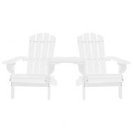 Градински столове Адирондак с масичка за чай, чам масив, бели