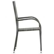 Стифиращи външни столове, 6 бр, сиви, полиратан