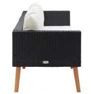 3-местен градински диван с възглавници, полиратан, черен