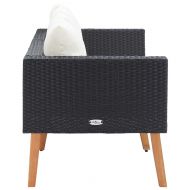 2-местен градински диван с възглавници, полиратан, черен