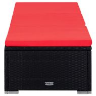 Шезлонг с шалте и маса за чай, полиратан, червен