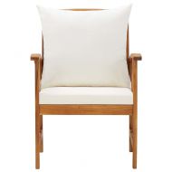 Градински столове с възглавници, 2 бр, акациево дърво масив