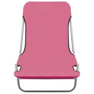 Сгъваеми шезлонги, 2 бр, стомана и текстил, розови