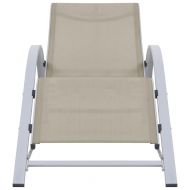 Шезлонги с маса, 2 бр, алуминий, кремави