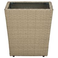 Маса за чай бежова 41,5x41,5x43 см полиратан и закалено стъкло