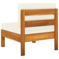 Средни дивани 2 части с кремавобели възглавници акация масив