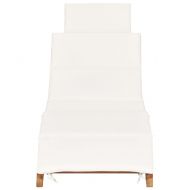 Сгъваем шезлонг с кремавобяло шалте, тиково дърво масив