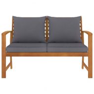 Градинска пейка 120 см с тъмносива възглавница, акация масив