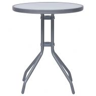 Градинска маса, светлосива, 60 см, стомана и стъкло