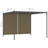 Градинска пергола с прибиращ се покрив, 3x3 м, таупе, 180 г/м²