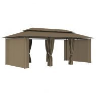 Шатра със завеси, 600x298x270 см, таупе, 180 г/м²