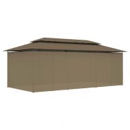 Шатра със завеси, 600x298x270 см, таупе, 180 г/м²