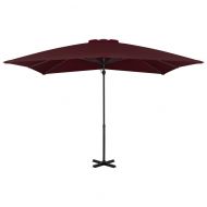 Конзолен градински чадър с алуминиев прът, бордо, 250x250 см