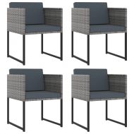 Градински комплект с възглавници, 9 части, полиратан, сив