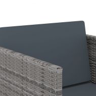 Градински комплект с възглавници, 9 части, полиратан, сив