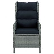 Накланящ градински стол с поставка за крака полиратан светлосив